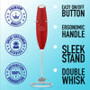 Picture of Zulay Kitchen Powerful Double Whisk Milk Frother Handheld - Foam Maker With Stand - Whisk Drink Mixer for Coffee, Mini Foamer for Latte, Matcha, Frappe, Hot Chocolate & Cappuccino (Cardinal Red)