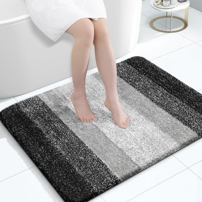 Picture of OLANLY Bathroom Rug Mat 40x32, Extra Soft and Absorbent Microfiber Bath Rugs, Non-Slip Plush Shaggy Bath Carpet, Machine Wash Dry, Bath Mats for Bathroom Floor, Tub and Shower, Black