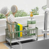 Picture of Cisily Sponge Holder for Kitchen Sink, Sink Caddy with High Brush Holder, Organzier Rustproof 304 Stainless Steel Dish Organizer Divider, Soap Dispenser Storage(Sage Green)