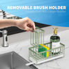Picture of Cisily Sponge Holder for Kitchen Sink, Sink Caddy with High Brush Holder, Organzier Rustproof 304 Stainless Steel Dish Organizer Divider, Soap Dispenser Storage(Sage Green)