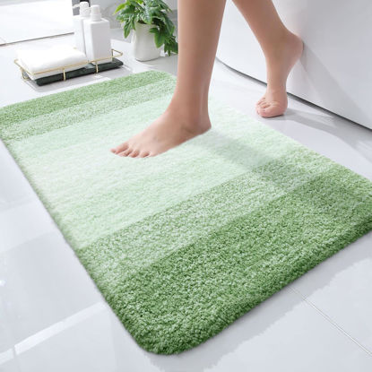 Picture of OLANLY Bathroom Rugs Mat 24x16, Extra Soft Absorbent Microfiber Bath Rugs, Rubber Backing, Quick Dry, Machine Washable Bath Mats for Bathroom Floor, Tub, Shower and Home Decor Accessories, Sage Green