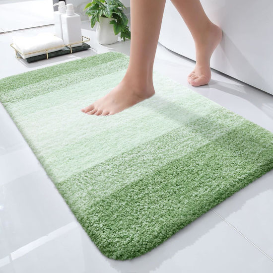 Picture of OLANLY Bathroom Rugs Mat 24x16, Extra Soft Absorbent Microfiber Bath Rugs, Rubber Backing, Quick Dry, Machine Washable Bath Mats for Bathroom Floor, Tub, Shower and Home Decor Accessories, Sage Green