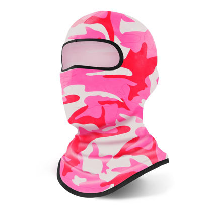 Picture of YESLIFE Pink Camouflage Ski Mask, Face Mask for Men and Women, Skiing, Snowboarding, Motorcycle, UV Protection & Wind Protection, Hat