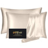 Picture of Silk Pillowcase 2 Pack, Natural Mulberry Silk Pillow Case, Anti Acne Silk Pillowcase for Hair and Skin, King Size Silk Satin Pillowcase Set of 2 with Hidden Zipper, Gifts for Women Men, Beige