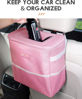 Picture of HOTOR 3 Gallons Car Trash Can, Ultra Large Capacity Organizer and Storage with Adjustable Straps & Magnetic Snaps, Waterproof Car Accessory for Interior Car Stuff Storage, Pink