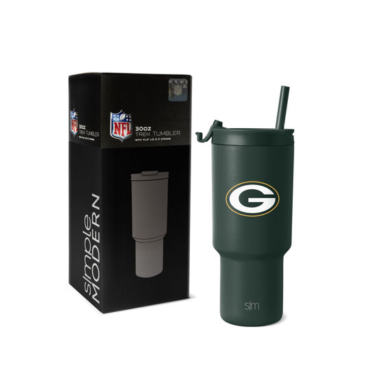 Picture of Simple Modern Officially Licensed NFL Green Bay Packers 30 oz Tumbler with Flip Lid and Straws | Insulated Cup Stainless Steel | Gifts for Men Women | Trek Collection | Green Bay Packers