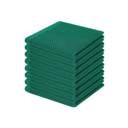 Picture of Homaxy 100% Cotton Waffle Weave Kitchen Dish Cloths, Ultra Soft Absorbent Quick Drying Dish Towels, 12 x 12 Inches, 8-Pack, Dark Green