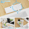 Picture of Cisily Sponge Holder for Kitchen Sink, Sink Caddy with High Brush Holder, Organzier Rustproof 304 Stainless Steel Dish Organizer Divider, Soap Dispenser Storage(White)