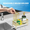 Picture of Cisily Sponge Holder for Kitchen Sink, Sink Caddy with High Brush Holder, Organzier Rustproof 304 Stainless Steel Dish Organizer Divider, Soap Dispenser Storage(Gold)