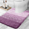 Picture of OLANLY Luxury Toilet Rugs U-Shaped 24x20, Extra Soft and Absorbent Microfiber Bathroom Rugs, Non-Slip Plush Shaggy Bath Mat, Machine Wash Dry, Contour Bathroom Mats for Toilet Base, Pinkish-Purple