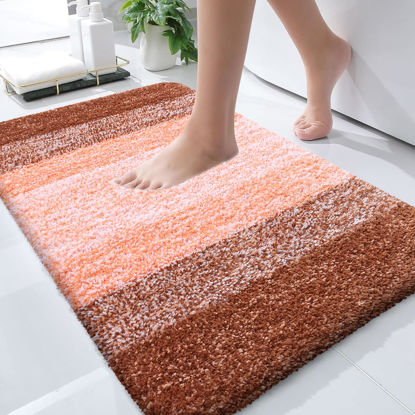 Picture of OLANLY Bathroom Rugs Mat 30x20, Extra Soft Absorbent Microfiber Bath Rugs, Rubber Backing, Quick Dry, Machine Washable Bath Mats for Bathroom Floor, Tub, Shower and Home Decor Accessories, Orange