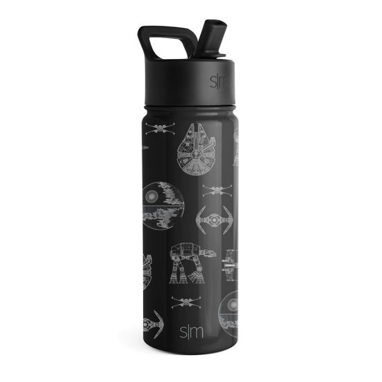 Picture of Simple Modern Star Wars Kids Water Bottle with Straw Lid | Insulated Stainless Steel Reusable Tumbler Gifts for School, Toddlers, Boys | Summit Collection | 18oz, Vehicle Schematics