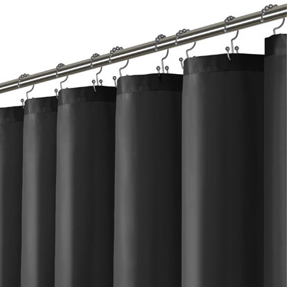 Picture of LiBa Black Shower Curtain, Heavy Duty Fabric Shower Curtain, Soft Cloth Shower Curtain, Hotel Quality with Magnets Shower Curtains for Bathroom, 72 x 72 Inches(Black)
