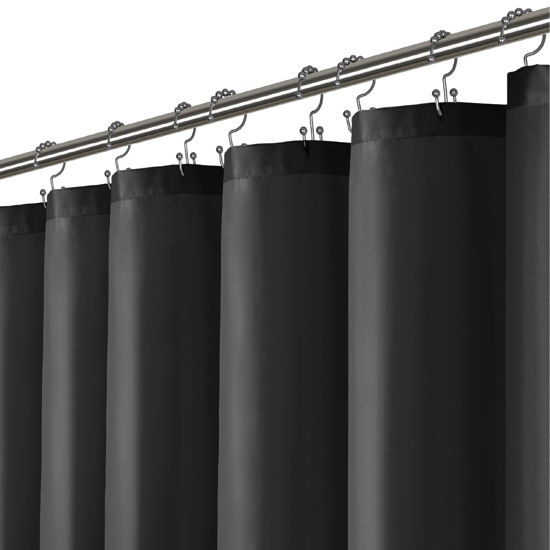 Picture of LiBa Black Shower Curtain, Heavy Duty Fabric Shower Curtain, Soft Cloth Shower Curtain, Hotel Quality with Magnets Shower Curtains for Bathroom, 72 x 72 Inches(Black)