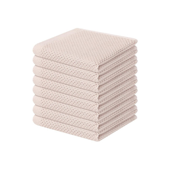 Picture of Homaxy 100% Cotton Waffle Weave Kitchen Dish Cloths, Ultra Soft Absorbent Quick Drying Dish Towels, 12 x 12 Inches, 8-Pack, Beige
