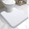 Picture of OLANLY Toilet Rugs U-Shaped 20x20, Extra Soft Absorbent Chenille Contour Bathroom Rugs for Toilet, Dry Quickly, Machine Washable, Non-Slip Toilet Bath Mat, White