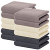 Picture of Homaxy 100% Cotton Waffle Weave Kitchen Dish Towels, Ultra Soft Absorbent Quick Drying Cleaning Towel, 13x28 Inches, 12-Pack, Mixed Color