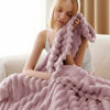 Picture of Bedsure Pink Fleece Blanket for Couch - GentleSoft Cozy Soft Blankets for Women, Cute Small Throws for Girls, 60x80 Inches