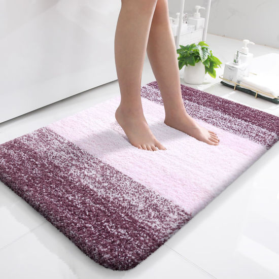 Picture of OLANLY Bathroom Rug Mat 36x24, Extra Soft and Absorbent Microfiber Bath Rugs, Non-Slip Plush Shaggy Bath Carpet, Machine Wash Dry, Bath Mats for Bathroom Floor, Tub and Shower, Mauve