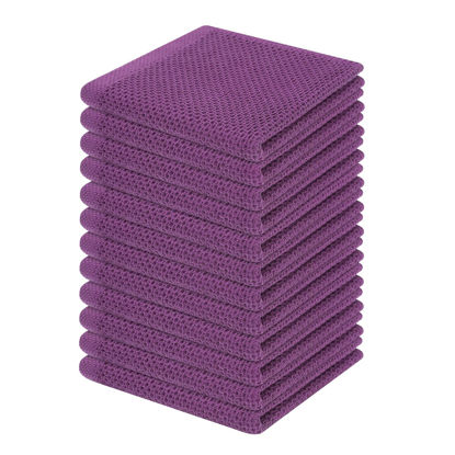 Picture of Homaxy 100% Cotton Waffle Weave Kitchen Dish Cloths, Ultra Soft Absorbent Quick Drying Dish Towels, 12 x 12 Inches, 12-Pack, Purple