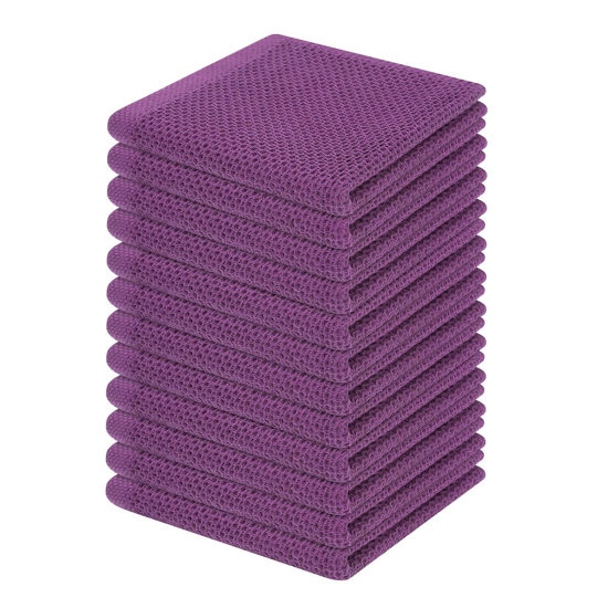 Picture of Homaxy 100% Cotton Waffle Weave Kitchen Dish Cloths, Ultra Soft Absorbent Quick Drying Dish Towels, 12 x 12 Inches, 12-Pack, Purple