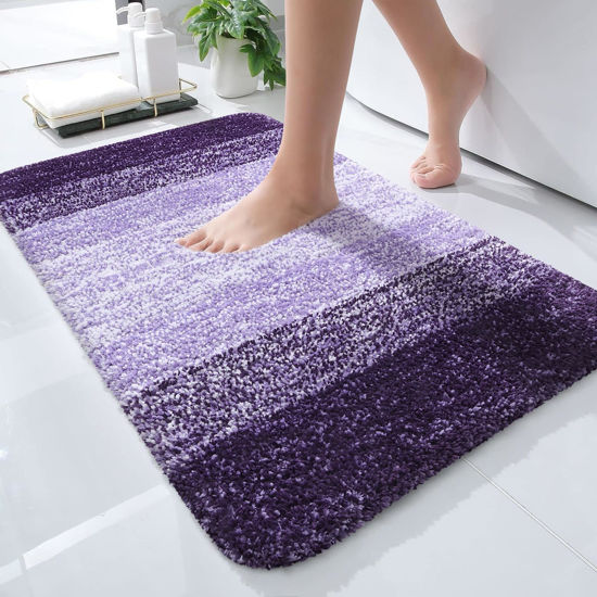 Picture of OLANLY Bathroom Rugs Mat 24x16, Extra Soft Absorbent Microfiber Bath Rugs, Rubber Backing, Quick Dry, Machine Washable Bath Mats for Bathroom Floor, Tub, Shower and Home Decor Accessories, Violet