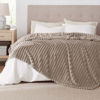 Picture of Bedsure Mocha Meringue Fleece Blanket for Couch - GentleSoft Cozy Soft Blankets for Women, Cute Small Throws for Girls, 90x90 Inches