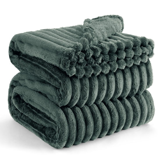 Picture of Bedsure Mallard Green Fleece Blanket for Couch - GentleSoft Cozy Soft Blankets for Women, Cute Small Throws for Girls, 108x90 Inches