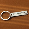 Picture of HubbgDesign Key Chain Drive Safe I Love You Engraved Initial Personalized Gift for Husband Boyfriend Stainless Steel Keychain Gift Car Accessories New Drive Gift Brother Valentine's Gifts (V)