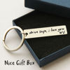 Picture of HubbgDesign Key Chain Drive Safe I Love You Engraved Initial Personalized Gift for Husband Boyfriend Stainless Steel Keychain Gift Car Accessories New Drive Gift Brother Valentine's Gifts (V)