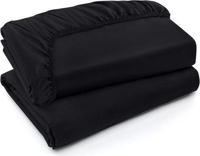 Picture of Utopia Bedding Queen Fitted Sheets - Bottom Sheets - Deep Pockets - Soft Brushed Microfiber - Shrinkage & Fade Resistant - Easy Care - 2 Fitted Sheet Only (Black)