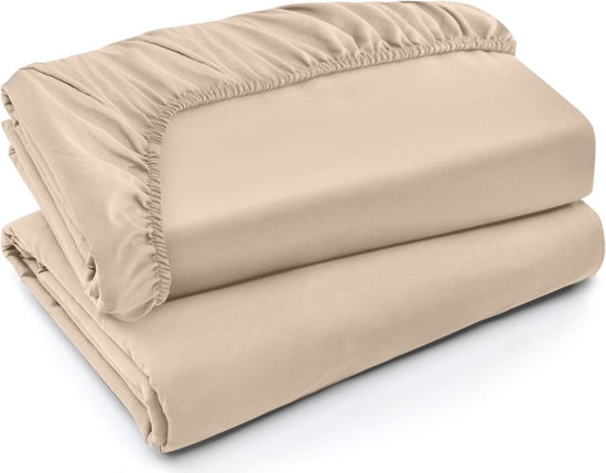 Picture of Utopia Bedding King Fitted Sheets - Bulk Pack of 2 Bottom Sheets - Soft Brushed Microfiber - Deep Pockets - Shrinkage & Fade Resistant - Easy Care (King, Beige)