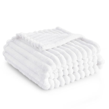 Picture of Bedsure Twin Fleece Blanket for Couch - GentleSoft Cozy Soft Blankets for Women, Cute Small Throws for Girls, White, 60x80 Inches