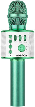 Picture of BONAOK Wireless Bluetooth Karaoke Microphone, 3-in-1 Portable Handheld Mic Speaker for All Smartphones, Gifts for Boys Kids Adults All Age Q37(Green)
