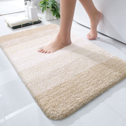 Picture of OLANLY Bathroom Rugs Mat 24x16, Extra Soft Absorbent Microfiber Bath Rugs, Rubber Backing, Quick Dry, Machine Washable Bath Mats for Bathroom Floor, Tub, Shower and Home Decor Accessories, Light Beige
