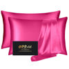 Picture of Silk Pillow Cases 2 Pack, Mulberry Silk Pillowcases Standard Set of 2, Smooth, Anti Acne, Beauty Sleep, Both Sides Natural Silk Satin Pillow Cases for Women 2 Pack with Zipper for Gift, Hot Pink