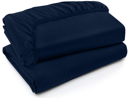 Picture of Utopia Bedding Queen Fitted Sheets - Bottom Sheets - Deep Pockets - Soft Brushed Microfiber - Shrinkage & Fade Resistant - Easy Care - 2 Fitted Sheet Only (Navy)