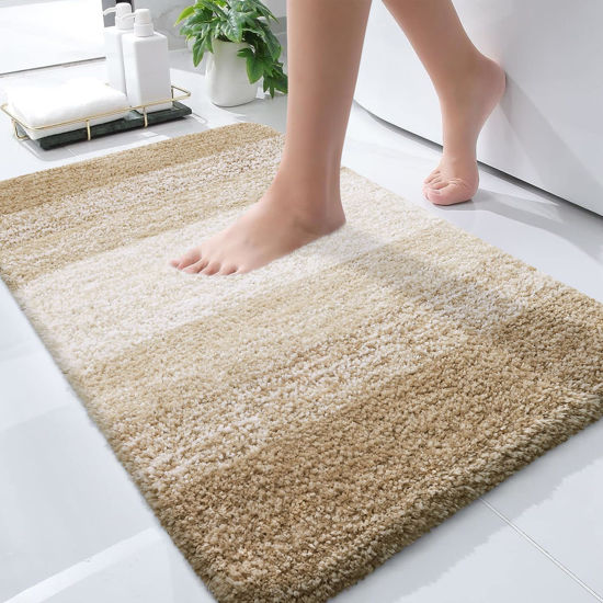 Picture of OLANLY Bathroom Rugs Mat 30x20, Extra Soft Absorbent Microfiber Bath Rugs, Rubber Backing, Quick Dry, Machine Washable Bath Mats for Bathroom Floor, Tub, Shower and Home Decor Accessories, Tan