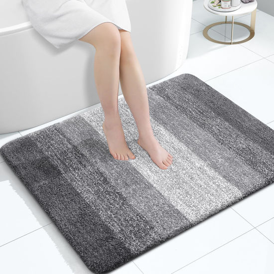 Picture of OLANLY Bathroom Rugs Mat 40x32, Extra Soft Absorbent Microfiber Bath Rugs, Rubber Backing, Quick Dry, Machine Washable Bath Mats for Bathroom Floor, Tub, Shower and Home Decor Accessories, Grey