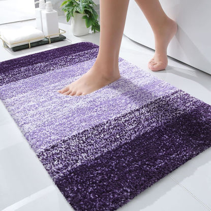 Picture of OLANLY Bathroom Rugs Mat 30x20, Extra Soft Absorbent Microfiber Bath Rugs, Rubber Backing, Quick Dry, Machine Washable Bath Mats for Bathroom Floor, Tub, Shower and Home Decor Accessories, Violet
