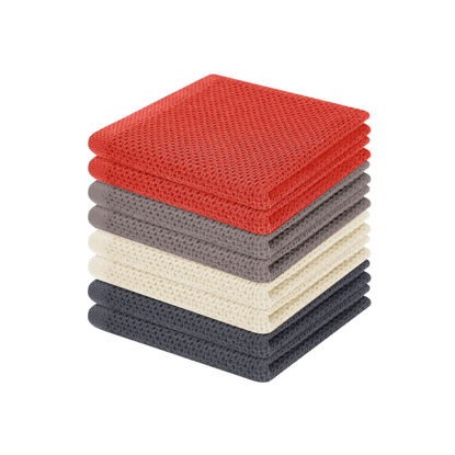 Picture of Homaxy 100% Cotton Waffle Weave Kitchen Dish Cloths, Ultra Soft Absorbent Quick Drying Dish Towels, 12 x 12 Inches, 8-Pack, Multicolor