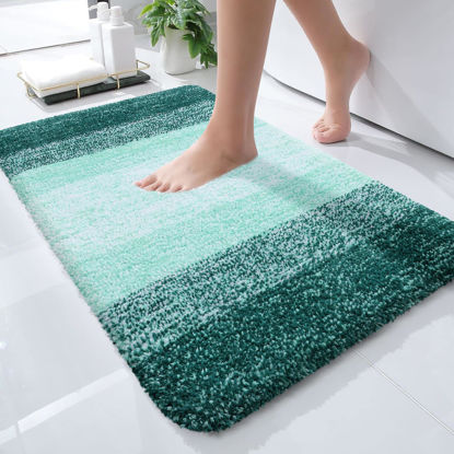 Picture of OLANLY Bathroom Rugs Mat 24x16, Extra Soft Absorbent Microfiber Bath Rugs, Rubber Backing, Quick Dry, Washable Bath Mats for Bathroom Floor, Tub, Shower and Home Decor Accessories, Blackish Green
