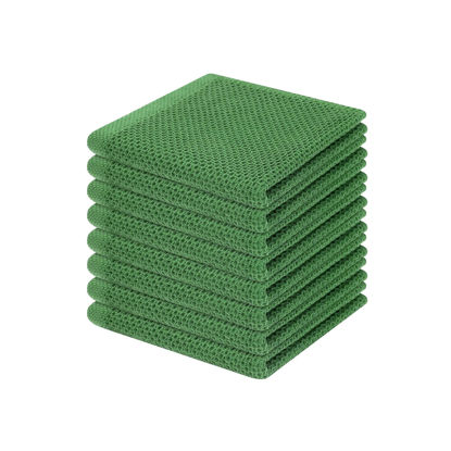 Picture of Homaxy 100% Cotton Waffle Weave Kitchen Dish Cloths, Ultra Soft Absorbent Quick Drying Dish Towels, 12 x 12 Inches, 8-Pack, Grass Green