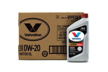 Picture of Valvoline Extended Protection High Mileage with Ultra MaxLife Technology 0W-20 Full Synthetic Motor Oil 1 QT, Case of 6