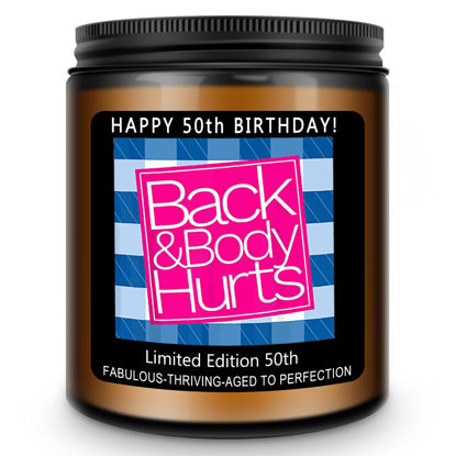 Picture of Homsolver 50th Birthday Gifts For Her Him，Happy 50th Birthday Candle Gifts For Women Men，Funny 50 Years Old Birthday Decorations Gifts Ideas-Handmade Lavender Candle