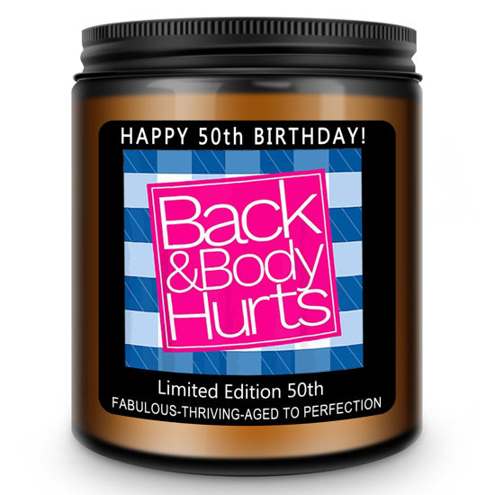 Picture of Homsolver 50th Birthday Gifts For Her Him，Happy 50th Birthday Candle Gifts For Women Men，Funny 50 Years Old Birthday Decorations Gifts Ideas-Handmade Lavender Candle