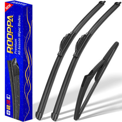 Picture of 3 wipers Replacement for 2006-2011 Mini Cooper, Windshield Wiper Blades Original Equipment Replacement - 19"/18"/10" (Set of 3) U/J HOOK