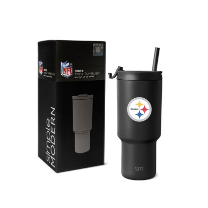Picture of Simple Modern Officially Licensed NFL Pittsburgh Steelers 30 oz Tumbler with Flip Lid and Straws | Insulated Cup Stainless Steel | Gifts for Men Women | Trek Collection | Pittsburgh Steelers