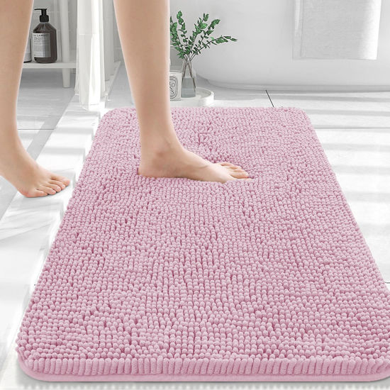 Picture of OLANLY Bathroom Rugs 30x20, Extra Soft Absorbent Chenille Bath Rugs, Rubber Backing Quick Dry, Machine Washable Bath Mats for Bathroom Floor, Tub and Shower, Home Decor Accessories, Dusty Rose
