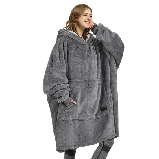 Picture of Catalonia Oversized Wearable Blanket Hoodie Sweatshirt, Comfortable Sherpa Lounging Pullover for Adults Men Women Teenagers Wife Girlfriend Gift